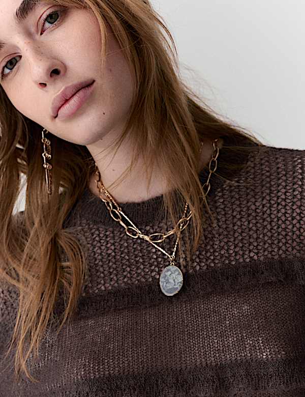 Knitted Crew Neck Ruffle Jumper with Mohair - CH