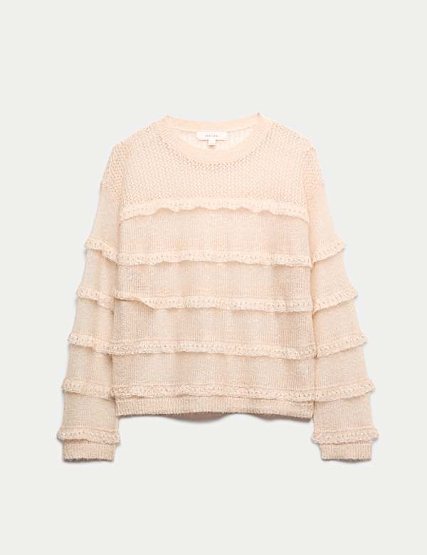 Pull &agrave; col rond en maille avec mohair - CH