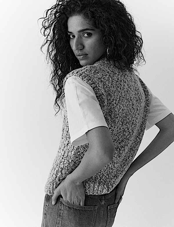 Twisted Knit Button Through Relaxed Tabard - RO