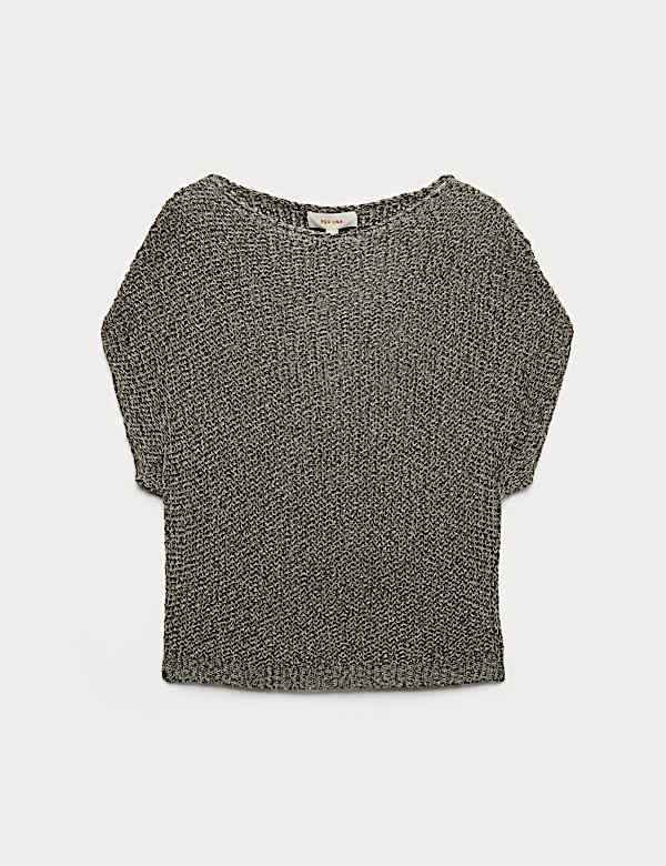 Cotton Blend Open Knit Slouchy Jumper - PT