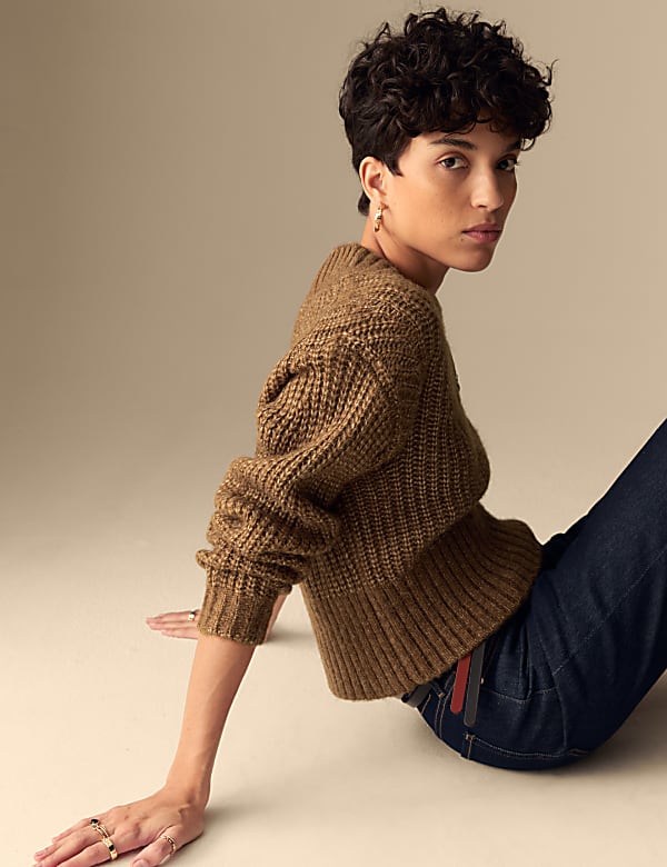 Puff sleeve ribbed top top