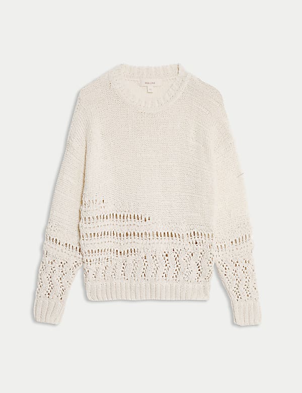 Cotton Rich Textured Crew Neck Jumper - LV