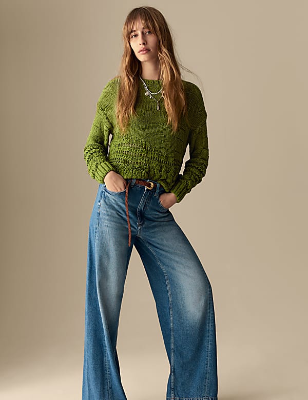 Cotton Rich Textured Crew Neck Jumper - AU