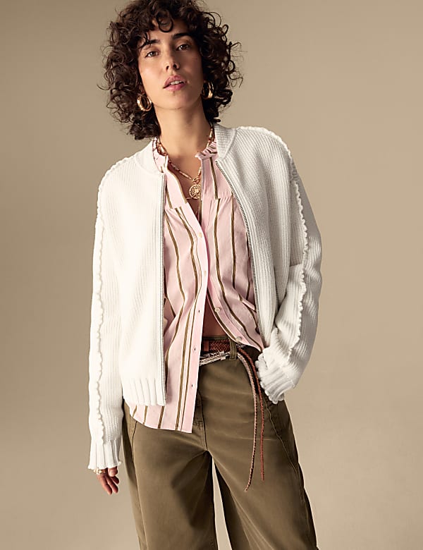 Cotton Rich Ruffle Bomber Jacket - RS