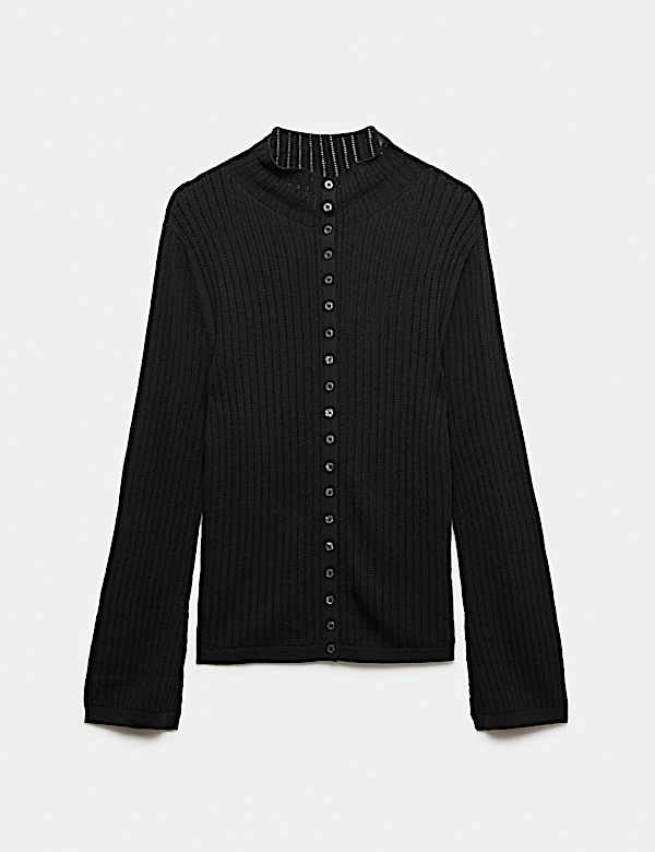 Pointelle Fitted Cardigan - AU