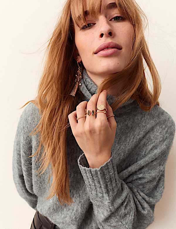 Balloon Sleeve Roll Neck Jumper with Wool - MV