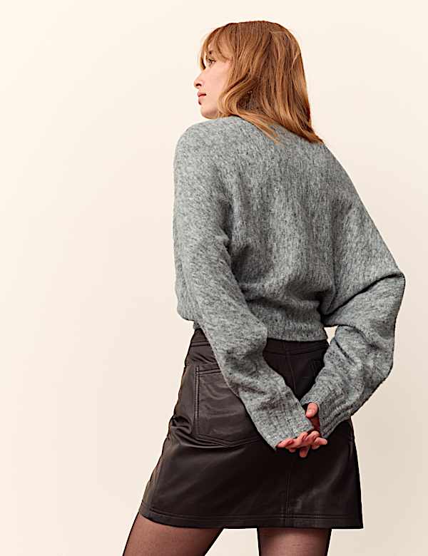 Balloon Sleeve Roll Neck Jumper with Wool - MV