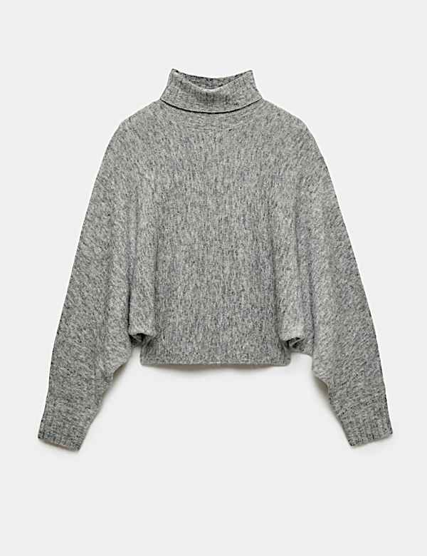 Balloon Sleeve Roll Neck Jumper with Wool - MV