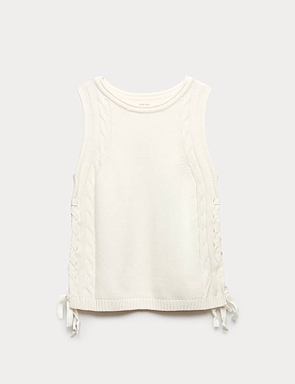 Cotton Rich Tie Side Knitted Tabard - LU
