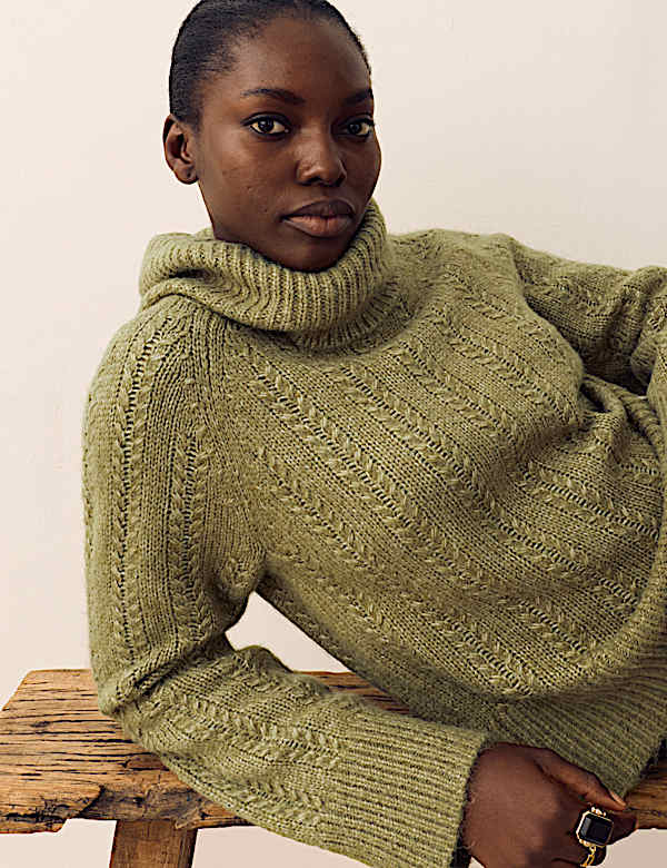 Pointelle Roll Neck Jumper - GR