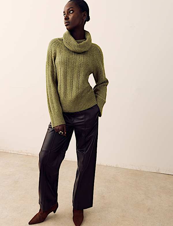 Pointelle Roll Neck Jumper - GR