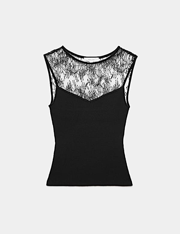 Textured Lace Detail Knitted Top - JE