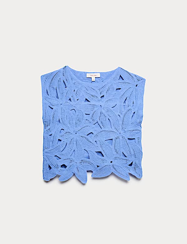 Floral Open Knit Crop Top - JE