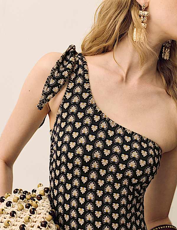 Printed Padded One Shoulder Swimsuit - TW