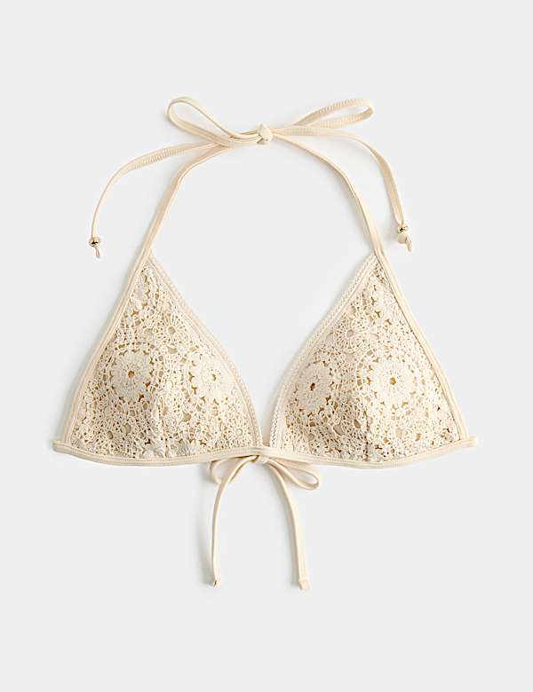 Haut de bikini triangle en coton style crochet - BE
