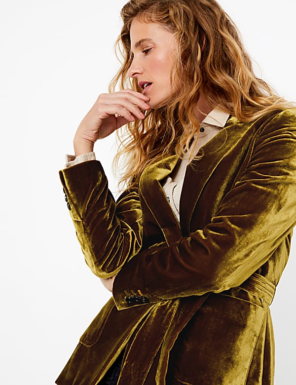 Velvet Belted Blazer