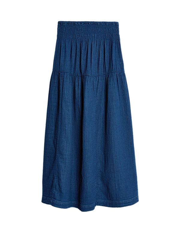 Pure Cotton Midaxi Tiered Skirt