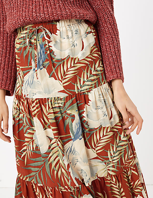 Floral Print Fit & Flare Maxi Skirt