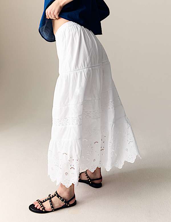 Pure Cotton Midaxi Tiered Skirt - CY