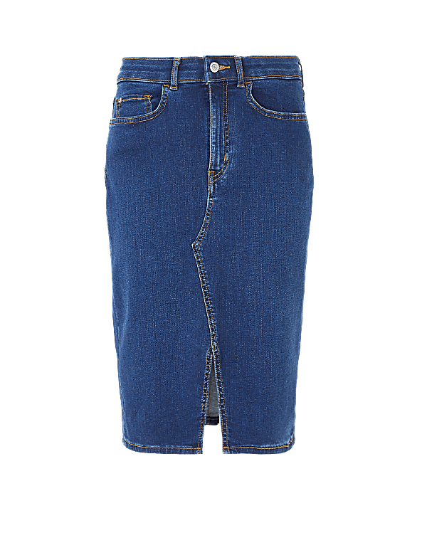 Buy Denim Knee Length Pencil Skirt at Marks Spencer