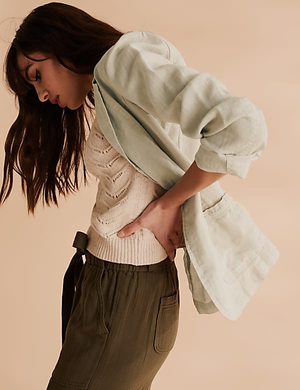 Pure Linen Single Breasted Blazer