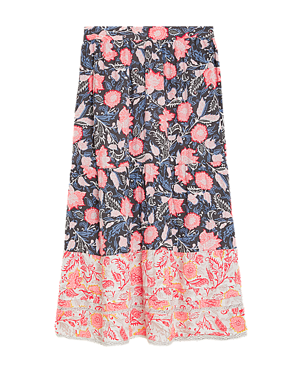 Floral Tiered Midaxi A-Line Skirt