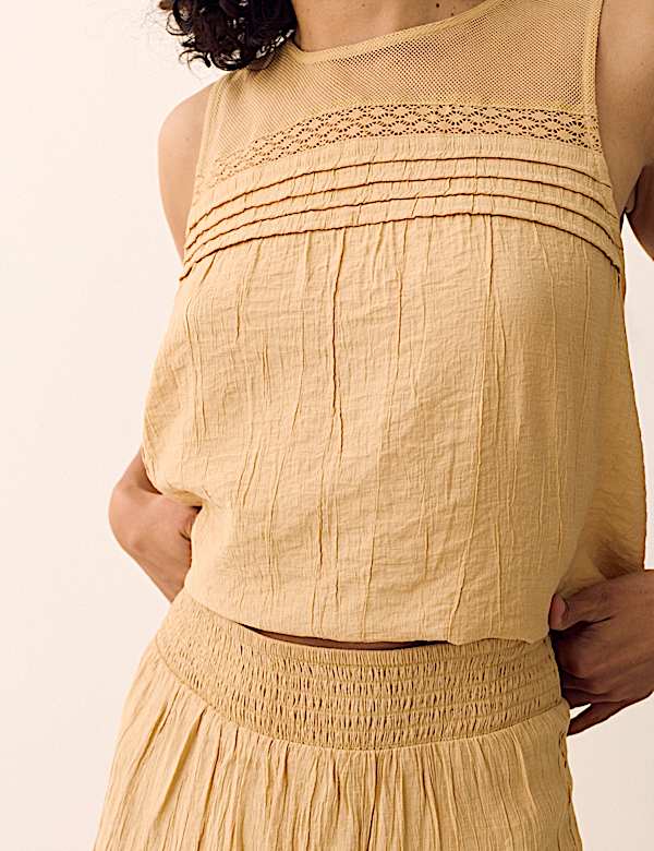 Lace Detail Pintuck Maxi Tiered Skirt - DK
