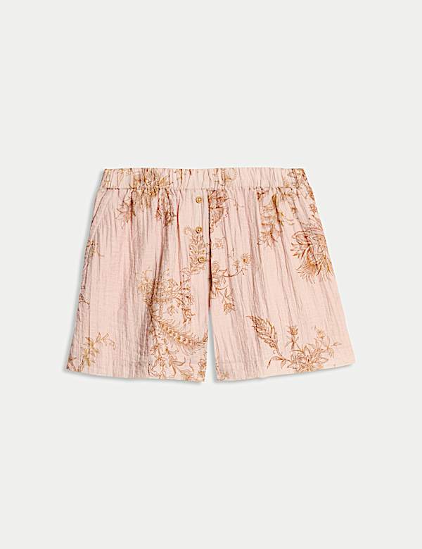 Printed High Waisted Button Detail Shorts - MV