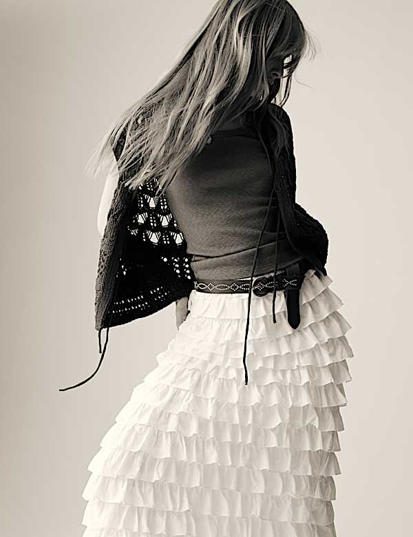 חצאית מכותנה טהורה עם מלמלה - IL