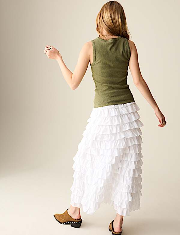 חצאית מכותנה טהורה עם מלמלה - IL