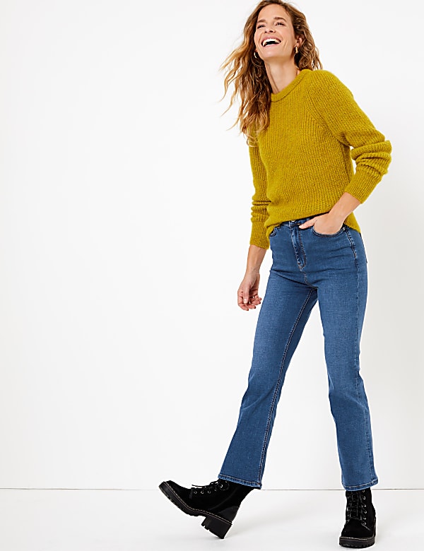 High waisted flare crop jeans hotsell