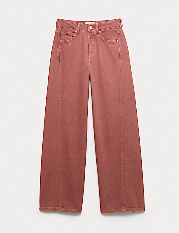 Lyocell Blend High Waisted Wide Leg Jeans - DE