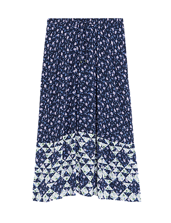 Geometric Floral Midaxi Tiered Skirt