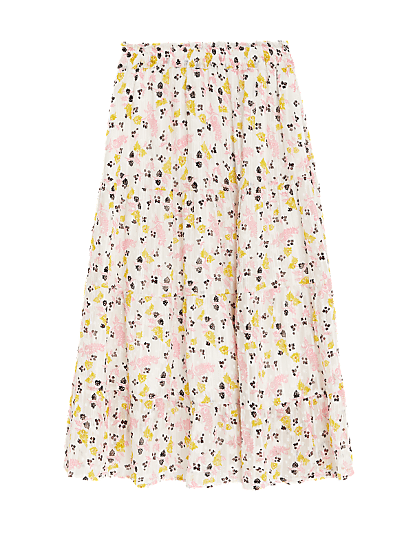 Sparkly Floral Maxi Tiered Skirt