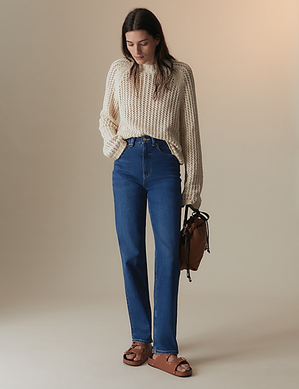 Girlfriend Mid Rise Straight Leg Jeans - MV