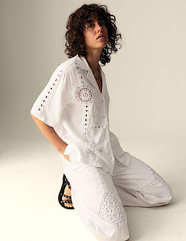 Embroidered Wide Leg Trousers - GR