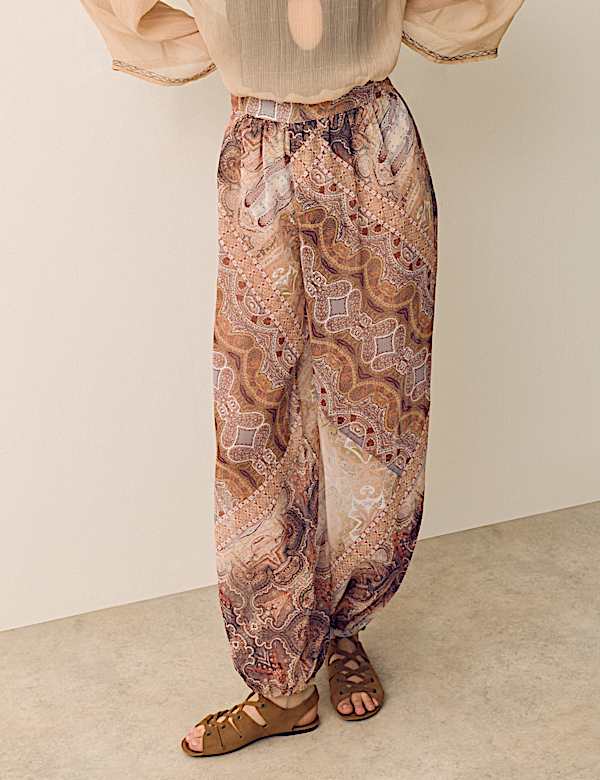 Sheer Paisley Balloon Trousers