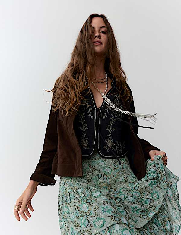 Printed Ruffle Tiered Midaxi Skirt - AT