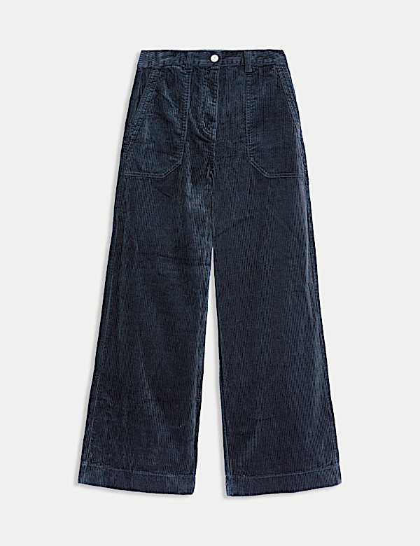 Pure Cotton Cord Wide Leg Trousers - JE