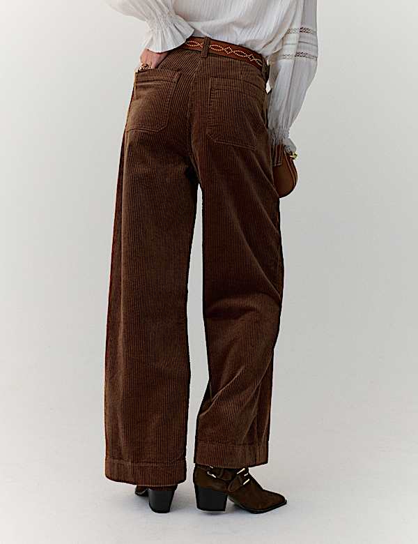 Pure Cotton Cord Wide Leg Trousers