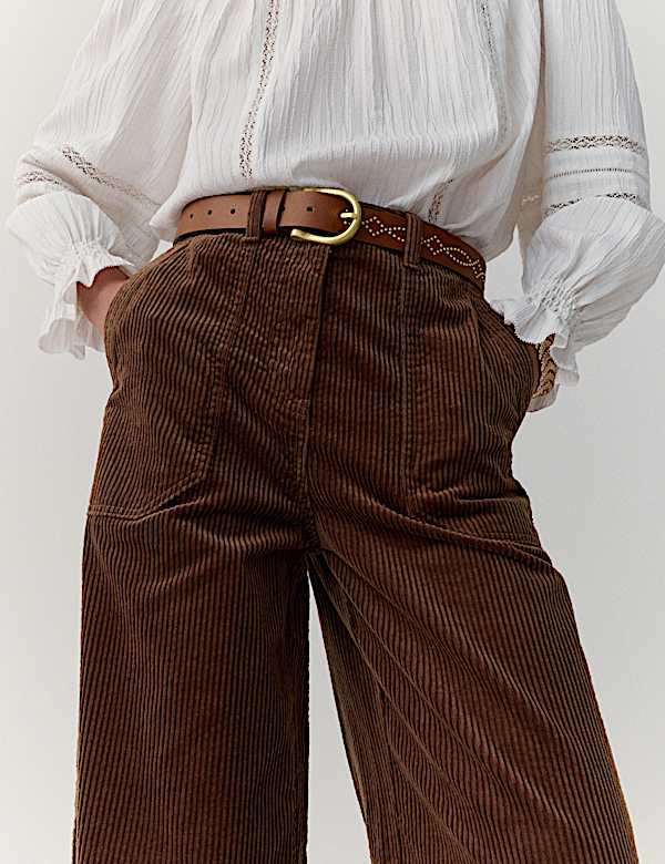 Pure Cotton Cord Wide Leg Trousers