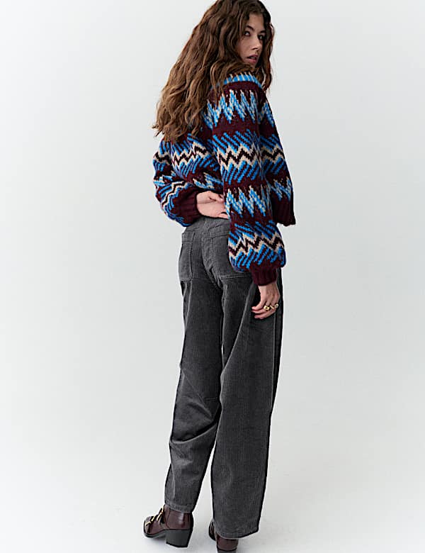 Pure Cotton Cord Barrel Leg Trousers - NZ