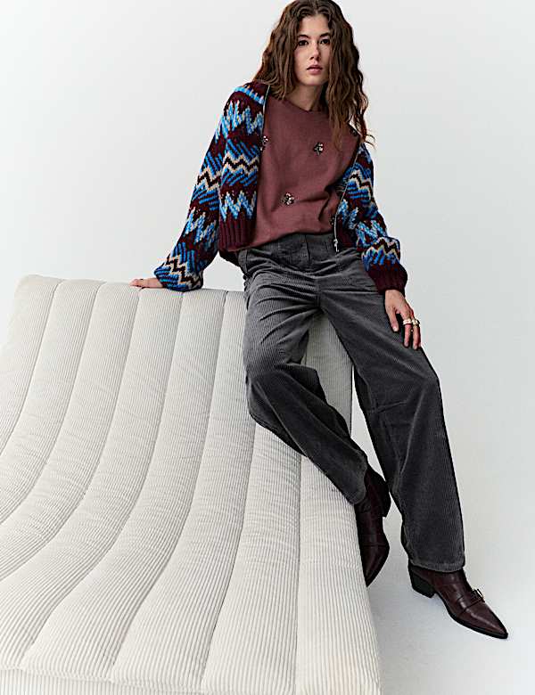 Pure Cotton Cord Barrel Leg Trousers - NZ