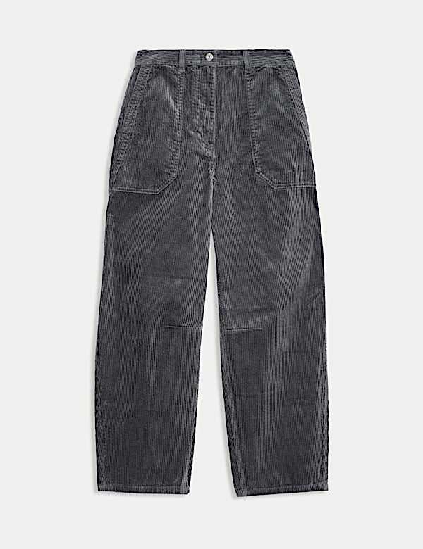 Pure Cotton Cord Barrel Leg Trousers - HU