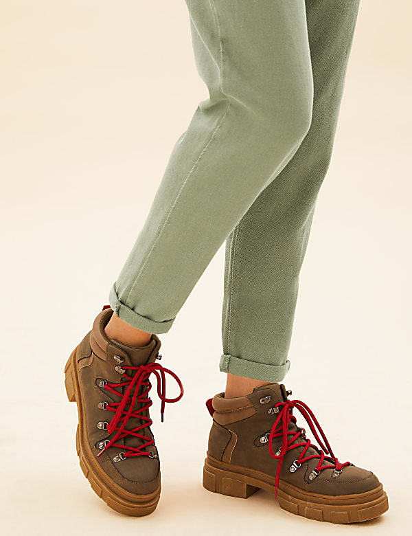 Pure Cotton Belted Tapered Trousers