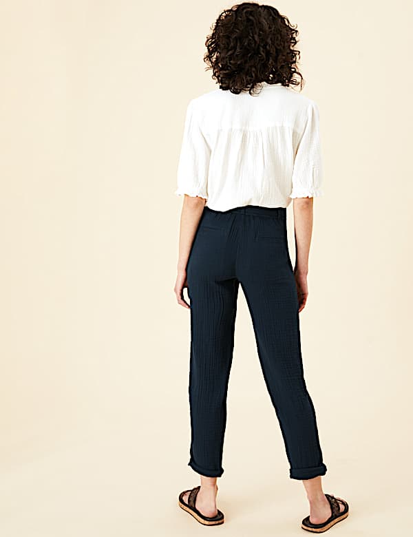 Pure Cotton Tapered Ankle Grazer Trousers