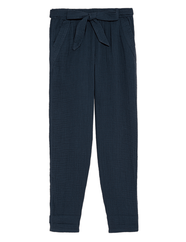Pure Cotton Tapered Ankle Grazer Trousers