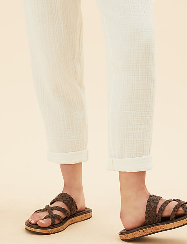Pure Cotton Tapered Ankle Grazer Trousers