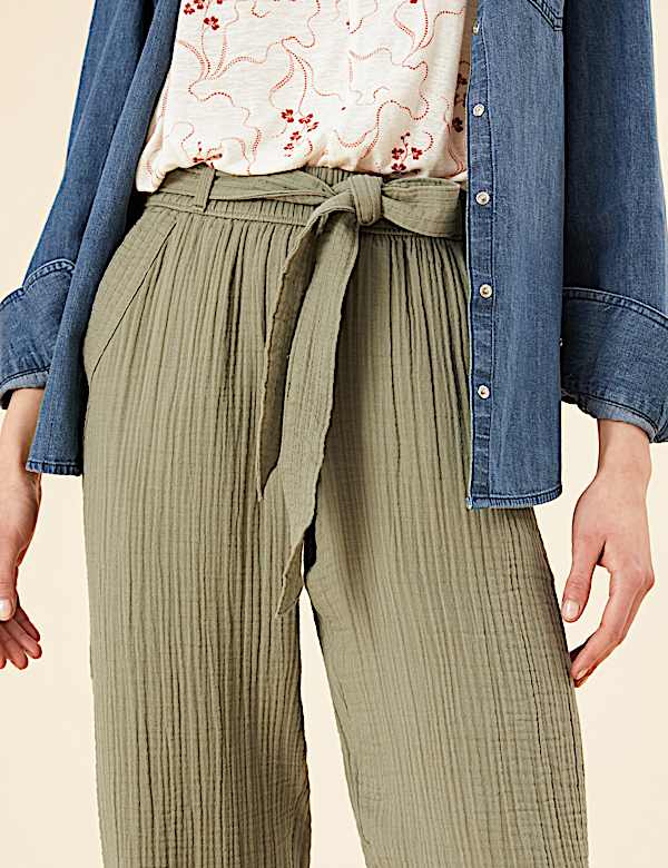 Pure Cotton Tapered Ankle Grazer Trousers