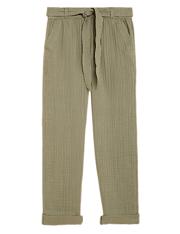 Pure Cotton Tapered Ankle Grazer Trousers